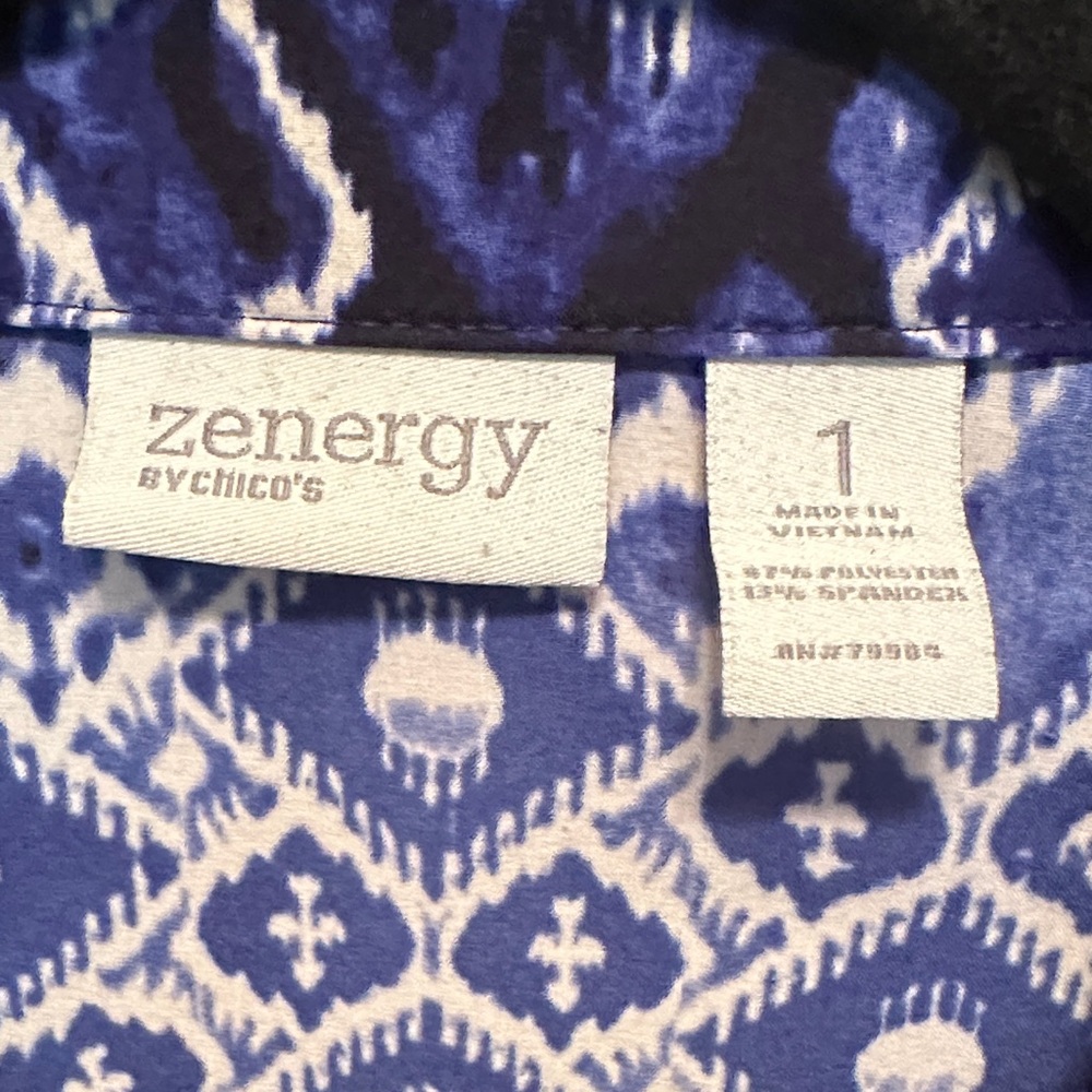 Blue Geometric Zip-Up Jacket - Patterned Lightwei… - image 3